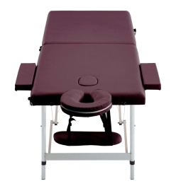 Table de massage pliable 2 zones Aluminium Violet vin