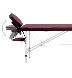 Table de massage pliable 2 zones Aluminium Violet vin