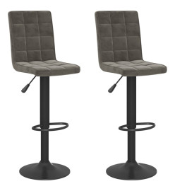 Tabourets de bar lot de 2 gris foncé velours