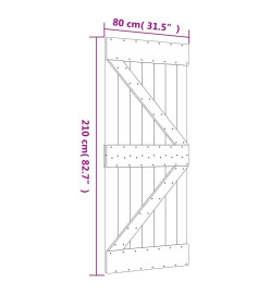 Porte coulissante et kit de quincaillerie 80x210 cm pin massif