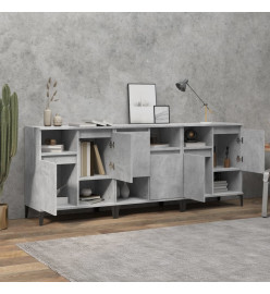 Buffets 3 pcs gris béton 60x35x70 cm bois d'ingénierie