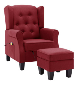 Fauteuil de massage avec repose-pied Rouge bordeaux Tissu