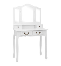 Ensemble de coiffeuse avec tabouret Blanc 80x69x141cm Paulownia