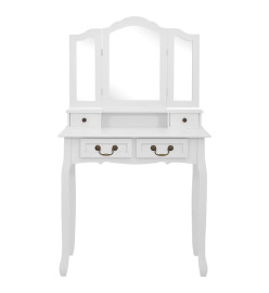 Ensemble de coiffeuse avec tabouret Blanc 80x69x141cm Paulownia