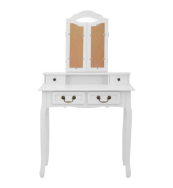 Ensemble de coiffeuse avec tabouret Blanc 80x69x141cm Paulownia