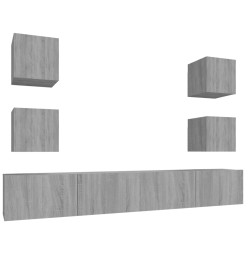 Ensemble de meubles TV 6 pcs Sonoma gris Bois d'ingénierie