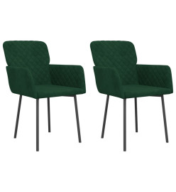 Chaises à manger lot de 2 Vert foncé Velours