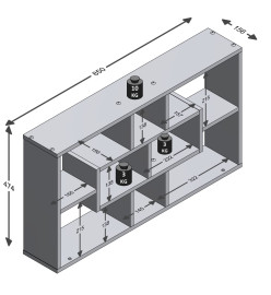 FMD Étagère murale rectangulaire avec 8 compartiments Chêne sable