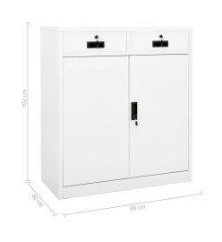 Armoire de bureau Blanc 90x40x102 cm Acier