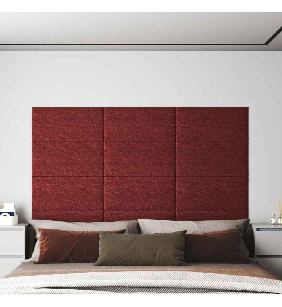 Panneaux muraux 12 pcs Rouge bordeaux 60x30 cm Tissu 2,16 m²