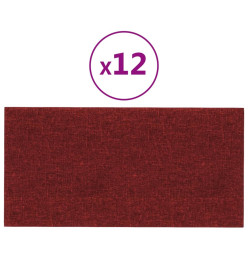 Panneaux muraux 12 pcs Rouge bordeaux 60x30 cm Tissu 2,16 m²