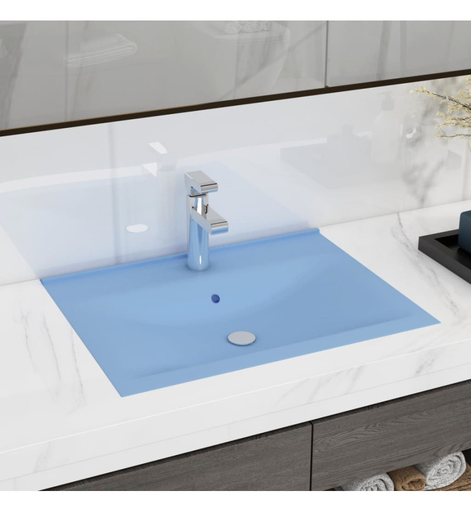 Lavabo avec trou de robinet Bleu clair mat 60x46 cm Céramique