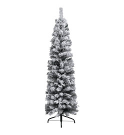 Sapin de Noël mince avec LED boules flocons de neige Vert 120cm