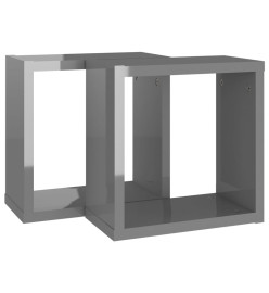 Étagères cube murales 2 pcs Gris brillant 30x15x30 cm