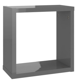 Étagères cube murales 2 pcs Gris brillant 30x15x30 cm