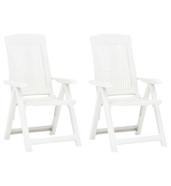 Chaises inclinables de jardin 2 pcs Plastique Blanc