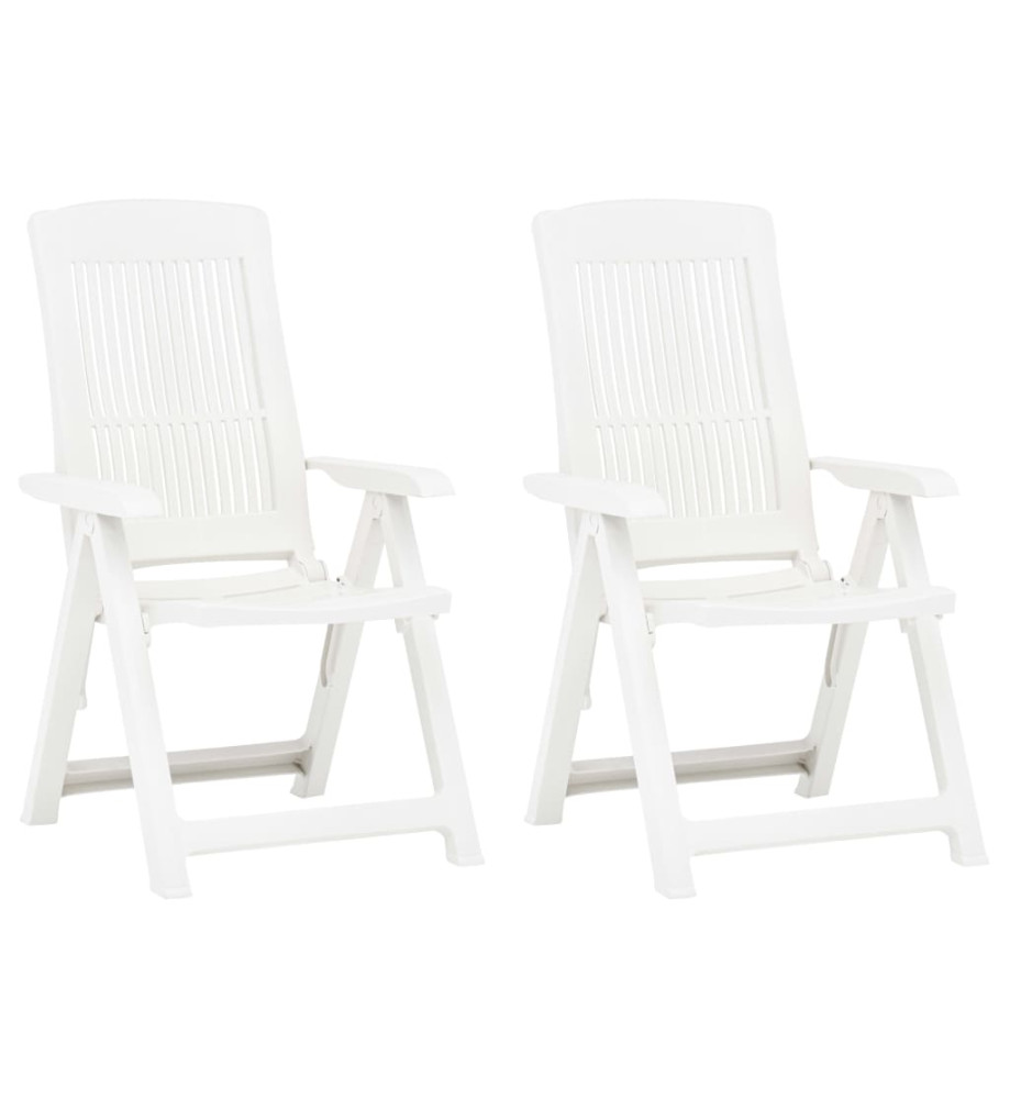 Chaises inclinables de jardin 2 pcs Plastique Blanc