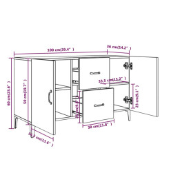 Buffet sonoma gris 100x36x60 cm bois d'ingénierie