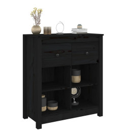 Buffet Noir 70x35x80 cm Bois massif de pin