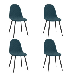 Chaises à manger lot de 4 Bleu Velours