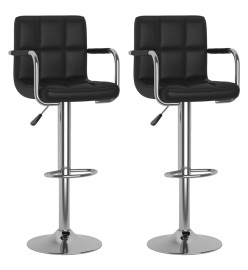 Tabourets de bar lot de 2 noir similicuir