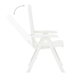 Chaises inclinables de jardin 2 pcs Plastique Blanc