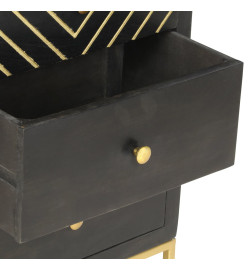 Armoire à tiroirs Noir et doré 45x30x105 cm Bois de manguier