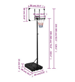 Support de basket-ball Transparent 235-305 cm Polycarbonate