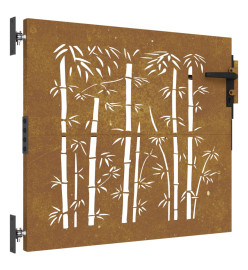 Portail de jardin 85x75 cm acier corten design de bambou