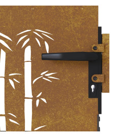 Portail de jardin 85x75 cm acier corten design de bambou