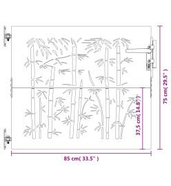 Portail de jardin 85x75 cm acier corten design de bambou