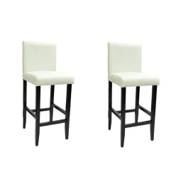 Tabourets de bar lot de 2 blanc similicuir