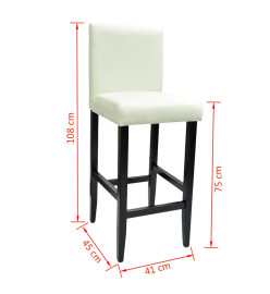 Tabourets de bar lot de 6 blanc similicuir