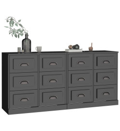Buffets 2 pcs noir bois d'ingénierie