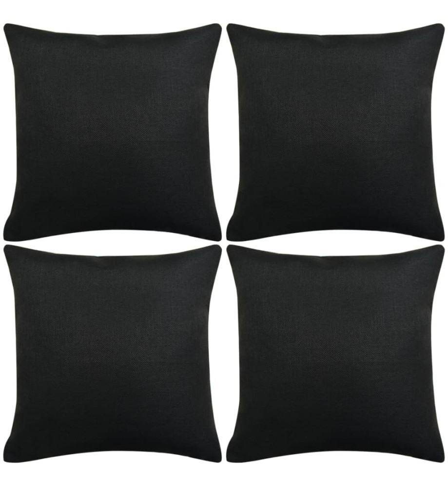 Housse de coussin 4 pcs Lin Noir 50 x 50 cm