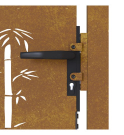 Portail de jardin 105x105 cm acier corten design de bambou