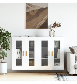 Armoires murales 2 pcs blanc brillant bois d'ingénierie