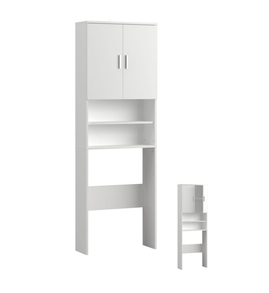 FMD Armoire pour machine à laver avec espace de rangement Blanc