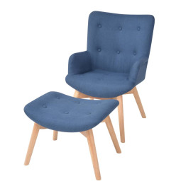 Fauteuil avec repose-pied Bleu Tissu