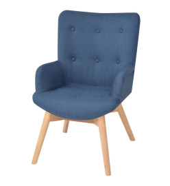 Fauteuil avec repose-pied Bleu Tissu