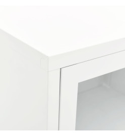 Meuble TV Blanc 90x30x44 cm Acier et verre