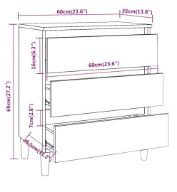 Buffet Chêne marron 60x35x69 cm Bois d'ingénierie
