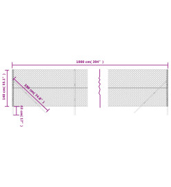 Clôture à mailles losangées anthracite 1,4x10 m