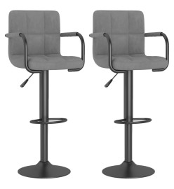 Tabourets de bar lot de 2 gris clair velours