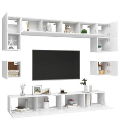 Ensemble de meuble TV 8 pcs Blanc Aggloméré