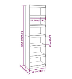 Bibliothèque/Séparateur de pièce Blanc 60x30x199,5cm Pin solide