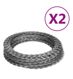 Fils barbelés hélicoïdaux NATO 2 pcs Rouleaux de fil Acier 100m
