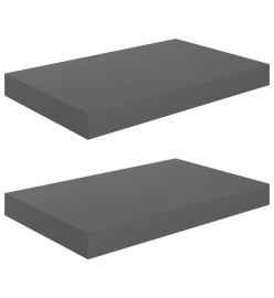 Étagère murale flottante 2 pcs Gris brillant 40x23x3,8 cm MDF