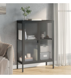 Buffet noir 75x35x105 cm verre et acier