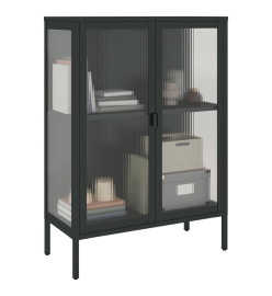 Buffet noir 75x35x105 cm verre et acier